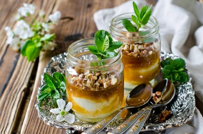 A mixture of honey and walnut